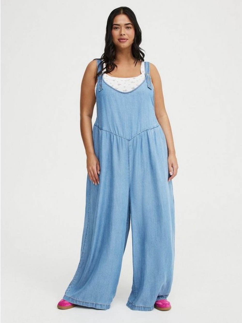 Torrid Wide leg lightweight denim overall one piece - Light wash